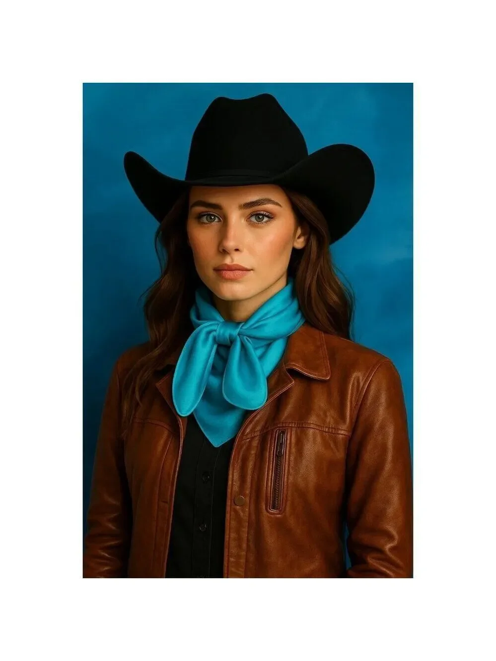 Turquoise Wild Rag Large Scarf 23x23